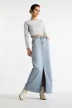 Bleach Blue Denim Maxi Skirt offers at £10 in Gap