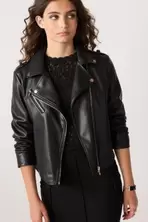 Black Faux Leather Biker Jacket offers at £29 in Gap