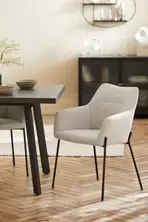 Set of 2 Tweedy Plain Light Natural Quinn Black Legs Dining Chairs offers at £180 in Gap