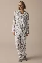 Grey Womens 100% Cotton Matching Family Christmas Mountain Print Pyjamas offers at £17 in Gap