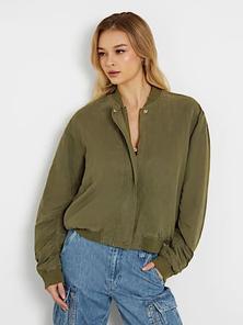 Linen blend bomber jacket offers at £93 in Guess