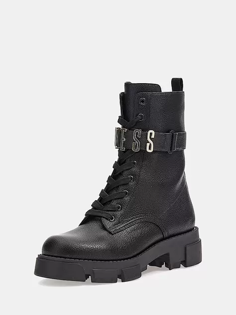 Madox lettering logo combat boots offers at £160 in Guess