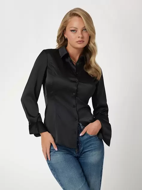 Slim fit satin shirt offers at £75 in Guess