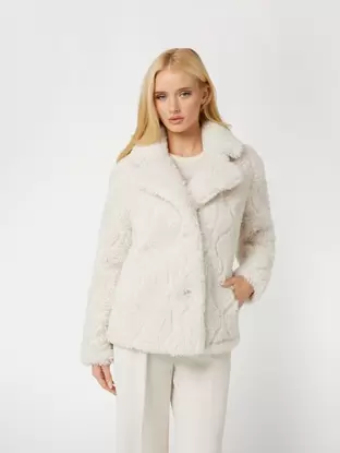 Faux fur jacket offers at £215 in Guess