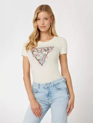 Flower logo stretch t-shirt offers at £22.5 in Guess