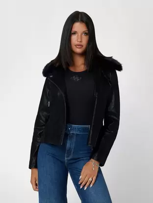 Faux leather biker jacket offers at £70 in Guess