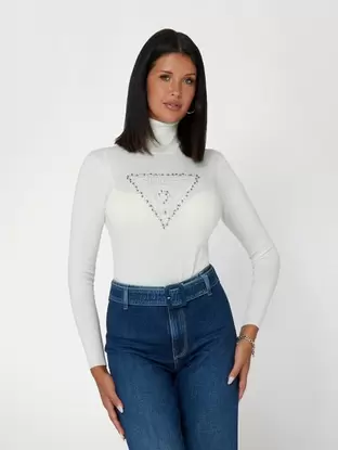 Rhinestones triangle logo sweater offers at £37.5 in Guess