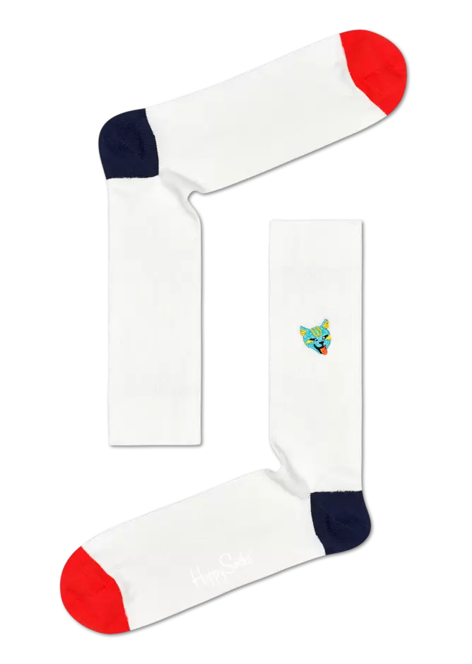 Ribb Embroidery Cat Sock offers at £6 in Happy Socks