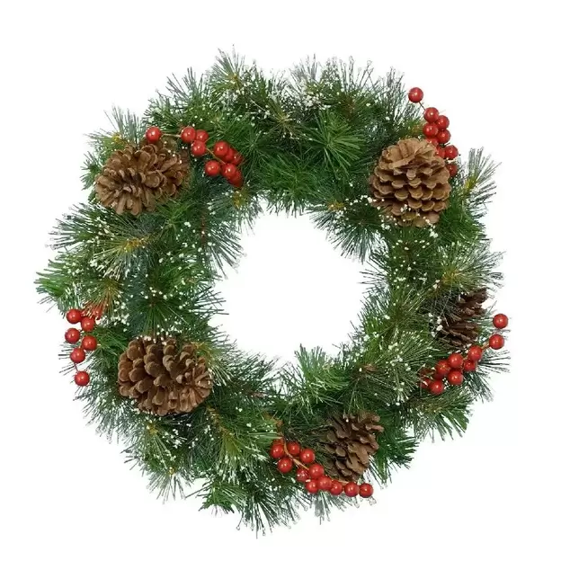 Everlands Ipswich Snowy Christmas Wreath With Berries & Pinecones 50cm offers at £14.99 in Hillier Garden Centres