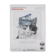 Dimensions Floral Crown Cat Counted Cross Stitch Kit 23cm x 32cm offers at £54 in Hobbycraft