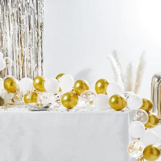 Let's Party Balloon Table Runner - Gold/White offers at £4.99 in Home Bargains