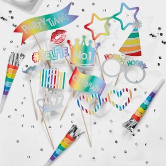 Let's Party Rainbow Photo Props offers at £0.99 in Home Bargains