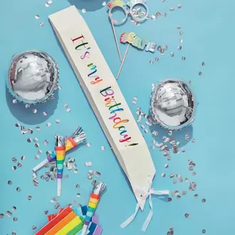 Let's Party Rainbow Birthday Sash offers at £0.99 in Home Bargains