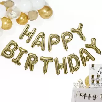 Let's Party Happy Birthday Balloon Banner - Gold offers at £2.99 in Home Bargains