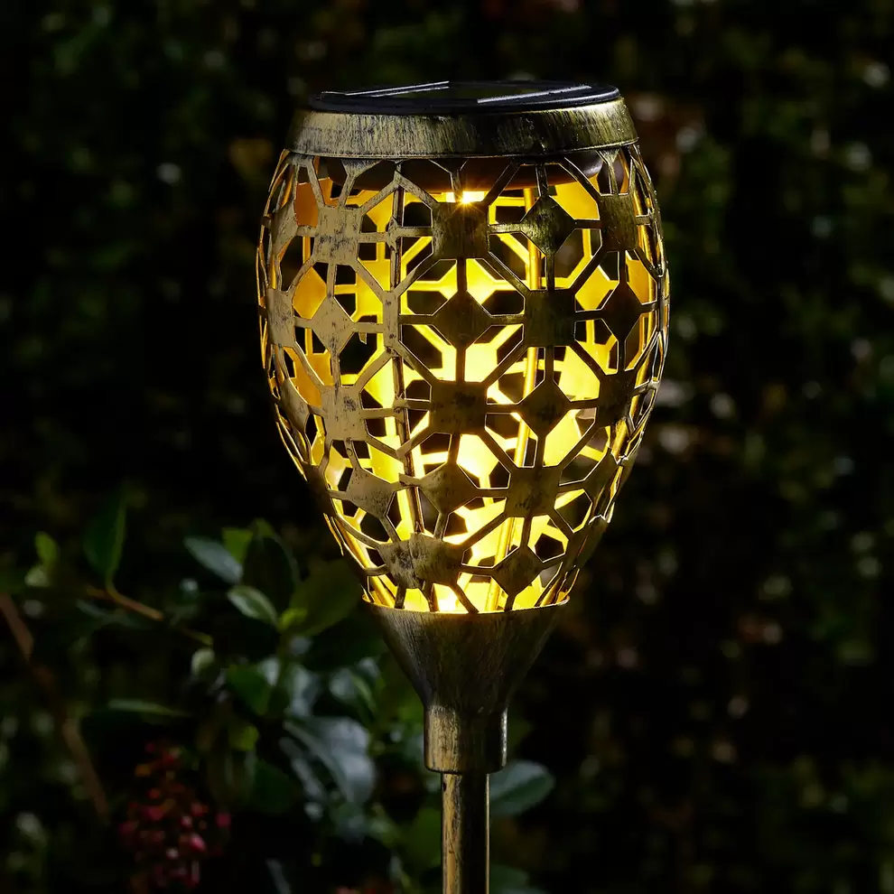Homebase Edit Antique Gold Solar Moroccan Stake Light - 65cm offers at £5.4 in Homebase