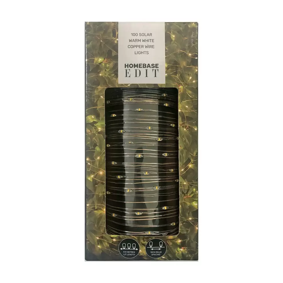 100 Solar Warm White Copper Wire Lights offers at £3.6 in Homebase