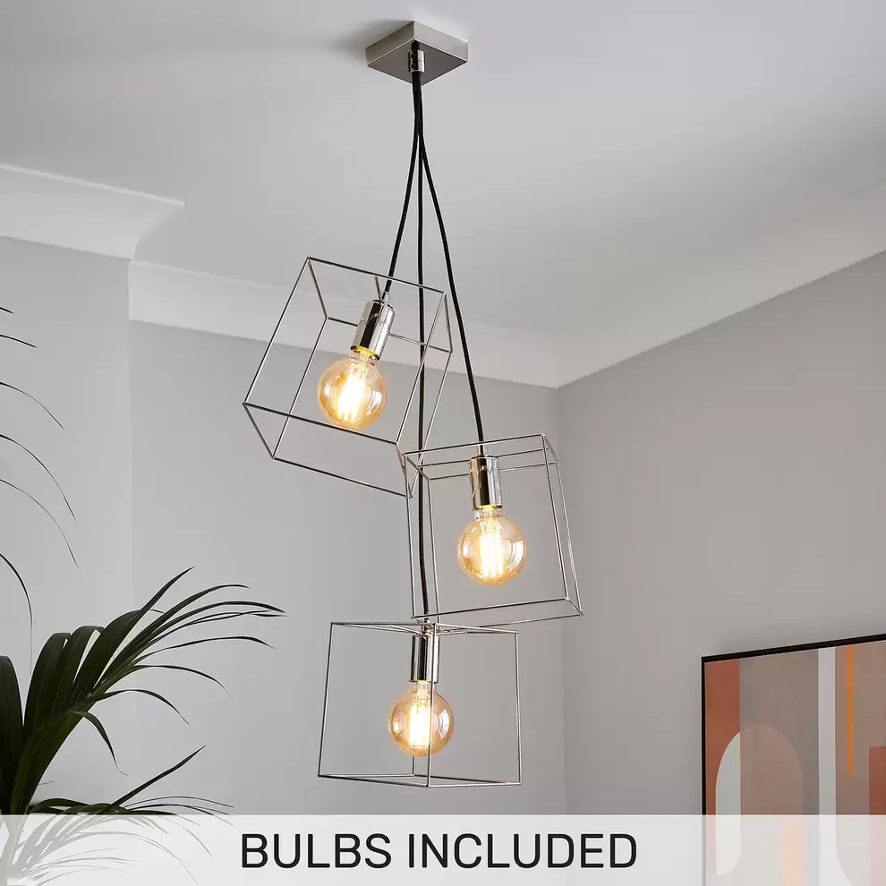 Edge 3 Light Cluster Pendant - Polished Nickel offers at £20 in Homebase