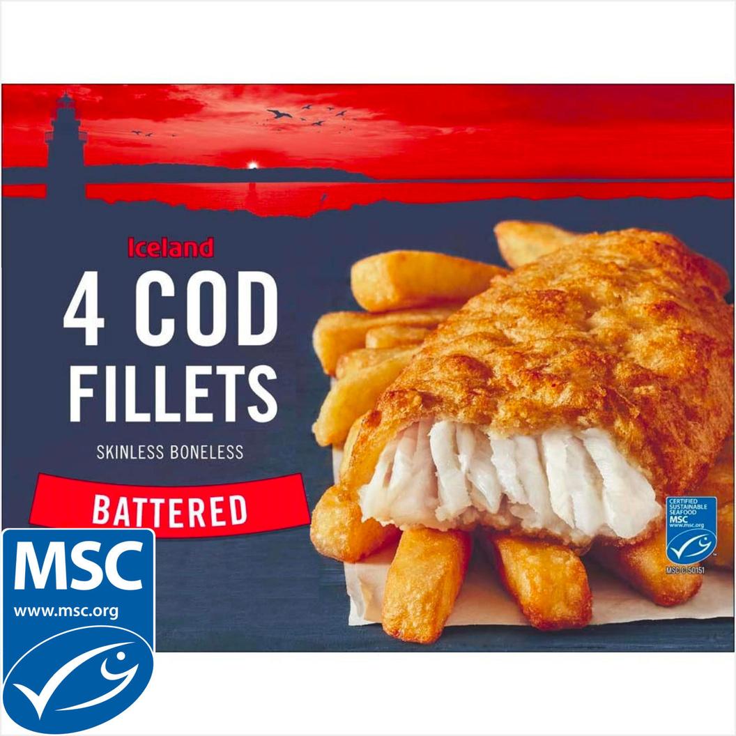 Iceland Battered 4 Cod Skinless Boneless Fillets 440g offers at £3.5 in Iceland
