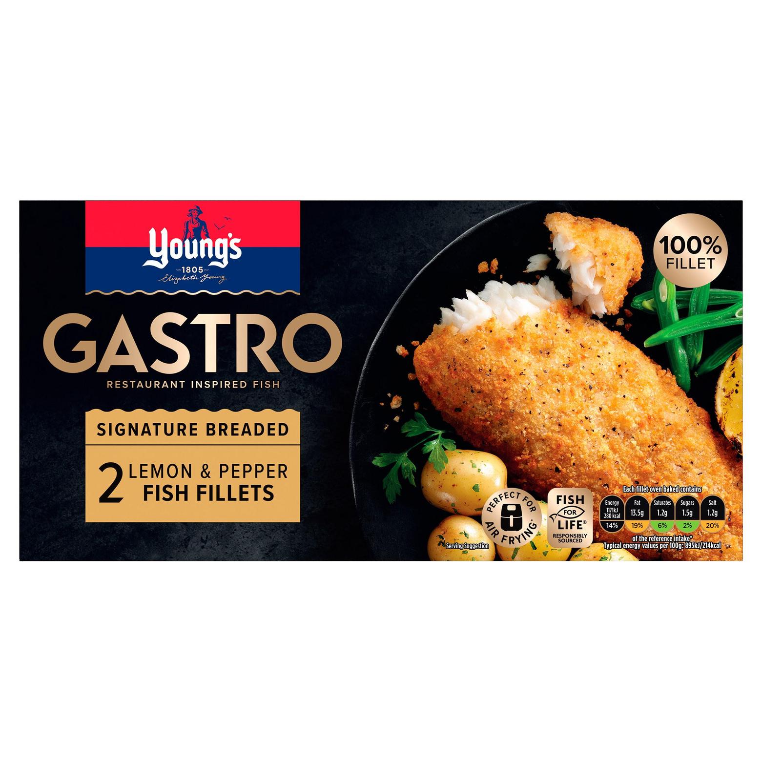 Young's Gastro Signature Breaded 2 Lemon & Pepper Fish Fillets 270g offers at £2.25 in Iceland