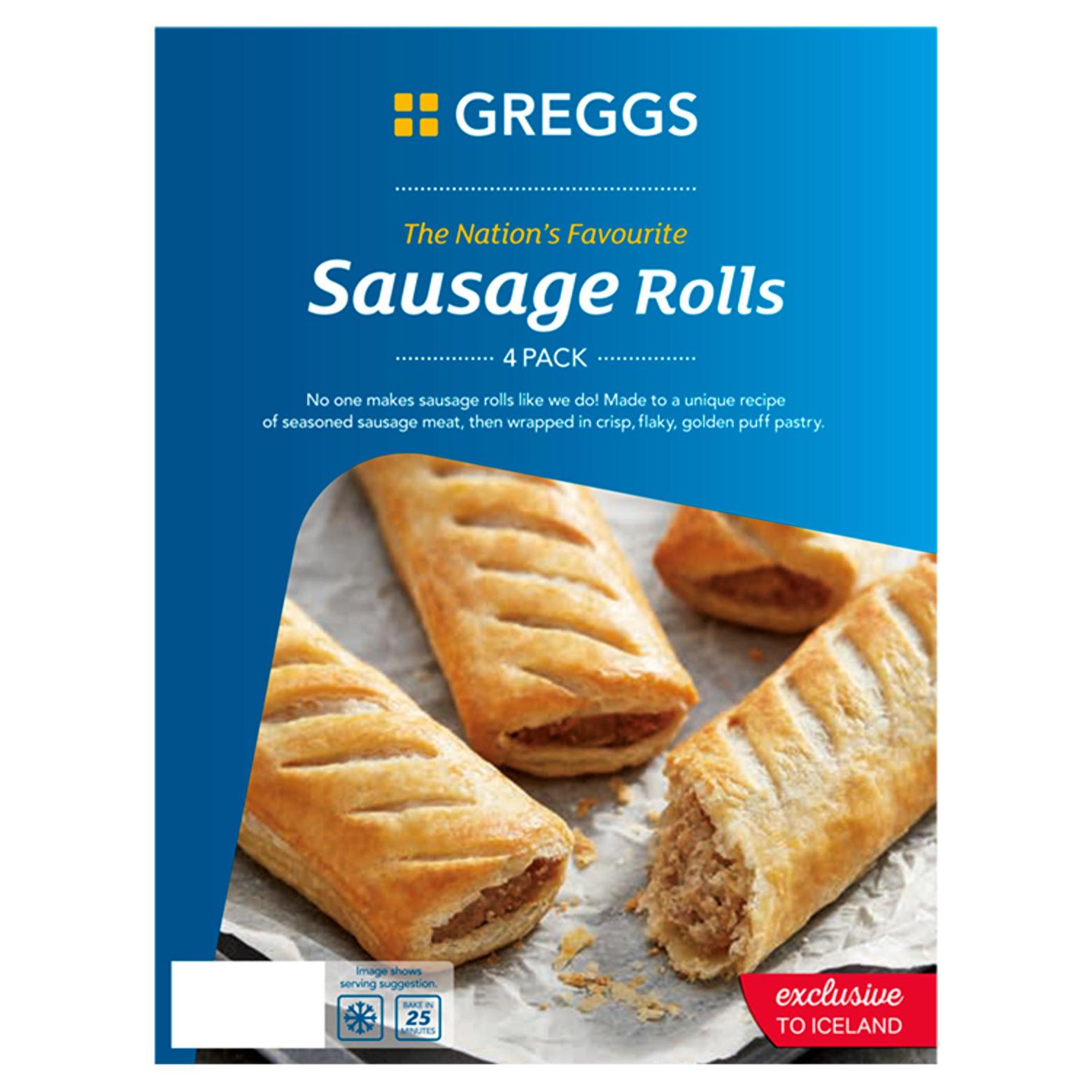 Greggs 4 Sausage Rolls 427g offers at £3 in Iceland