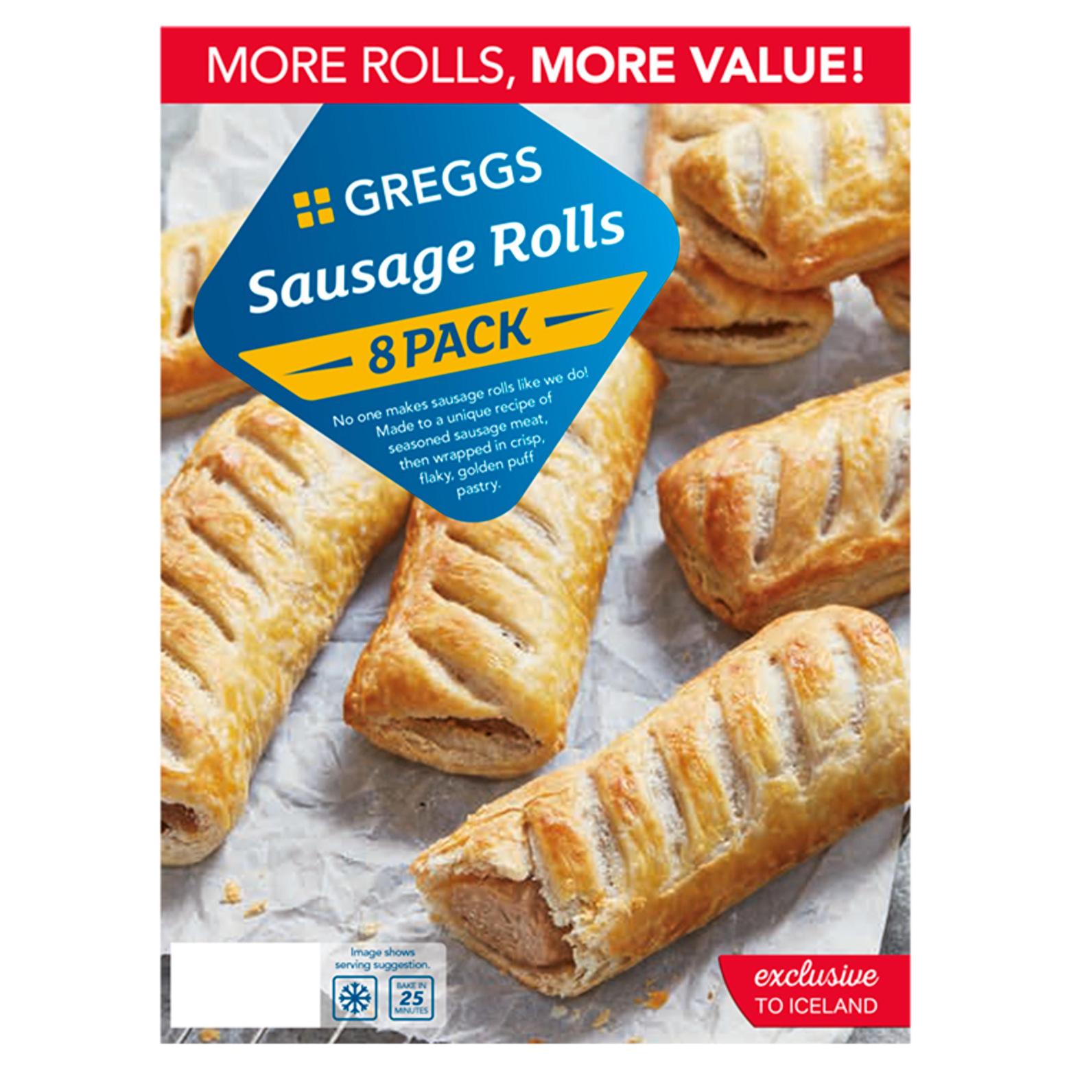 Greggs 8 Sausage Rolls 854g offers at £5.95 in Iceland
