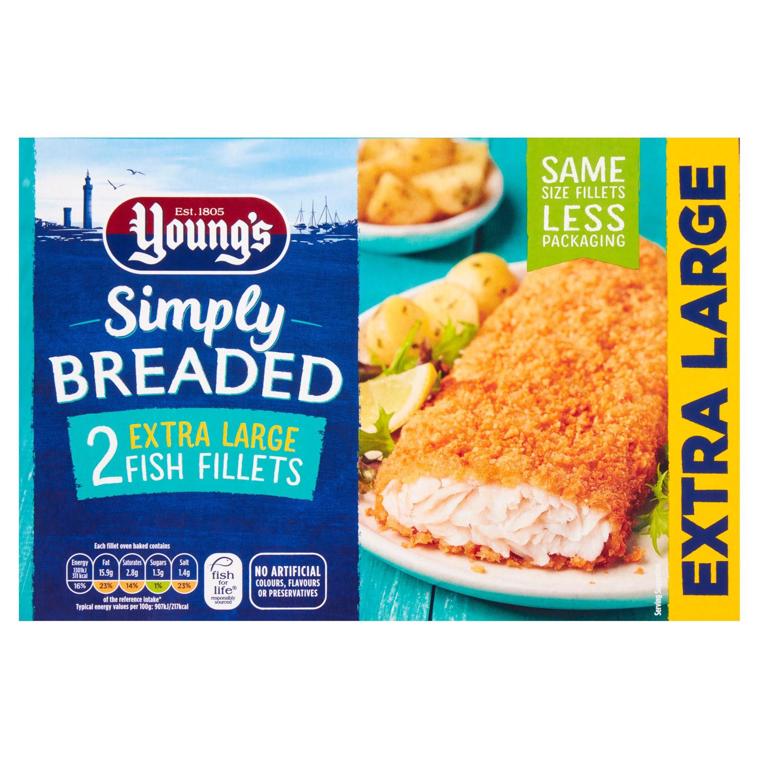 Young's Simply Breaded 2 Extra Large Fish Fillets 300g offers at £1.75 in Iceland