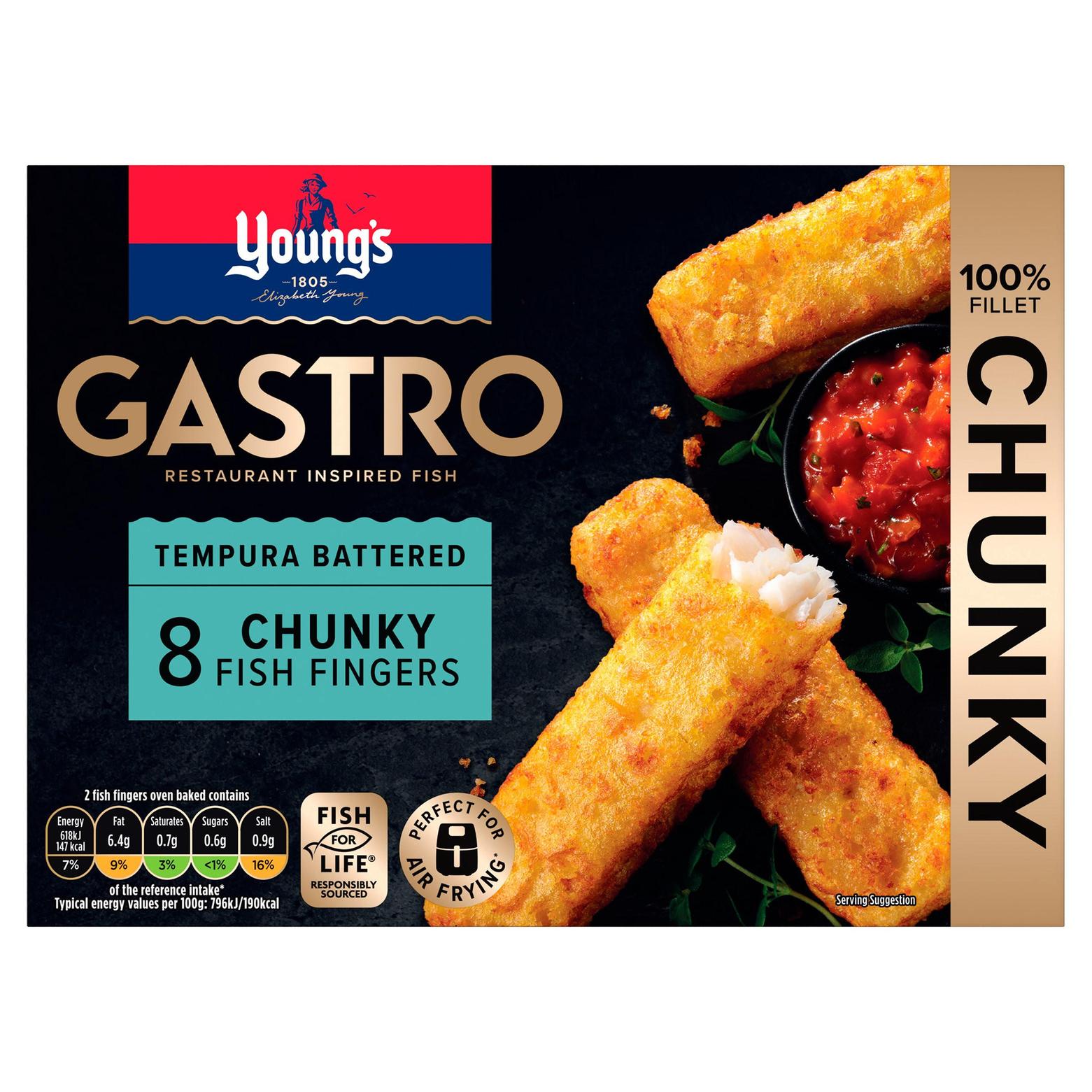 Young's Gastro 8 Tempura Battered Chunky Fish Fingers 320g offers at £1.75 in Iceland