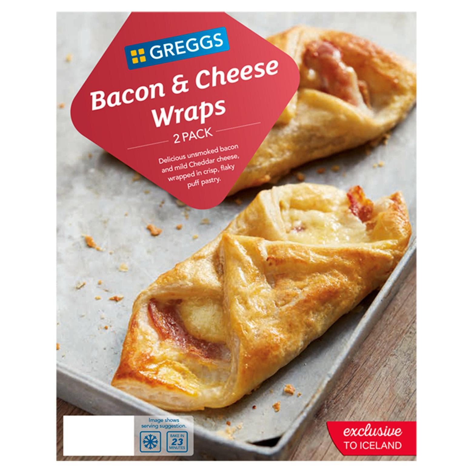 Greggs 2 Bacon & Cheese Wraps 218g offers at £3 in Iceland
