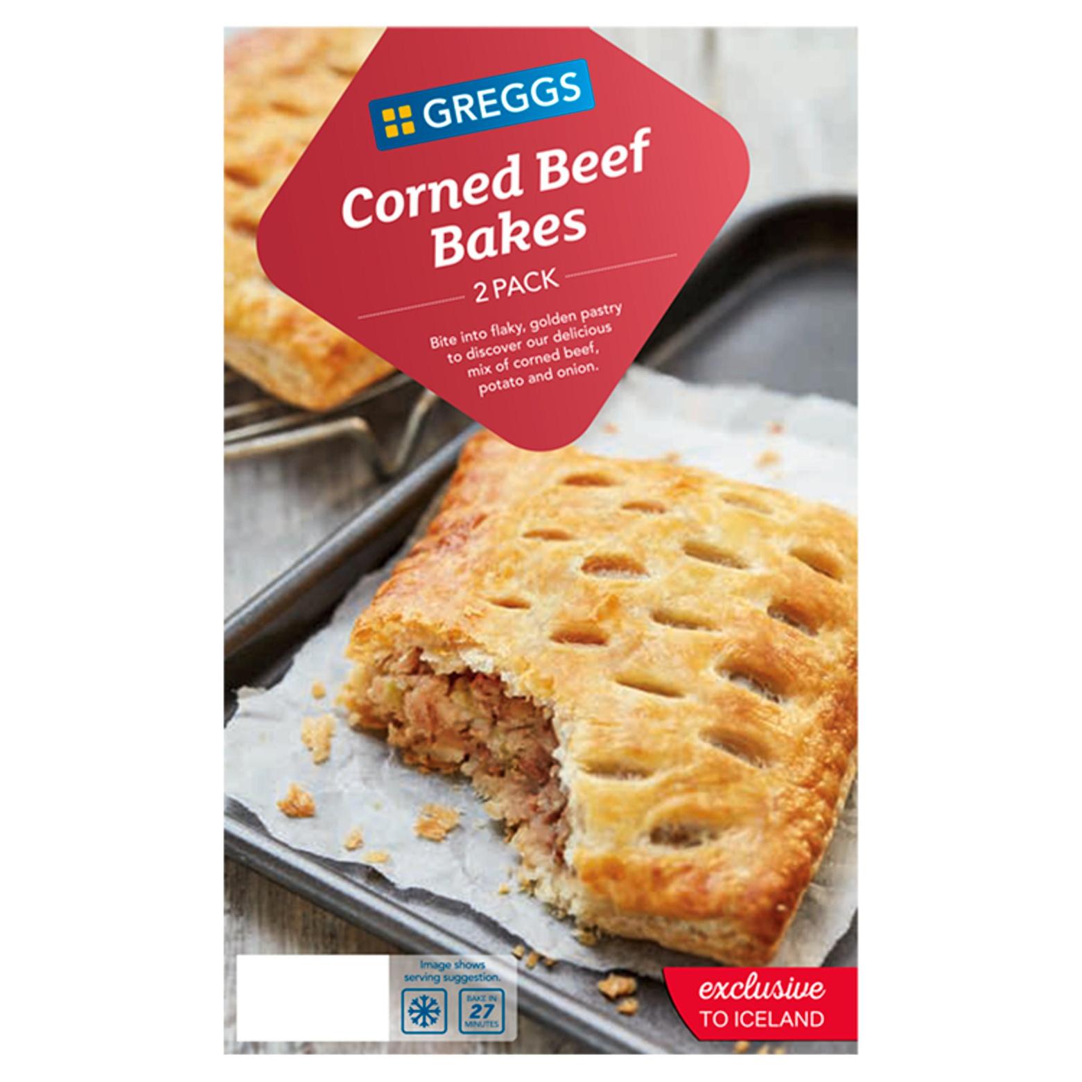 Greggs 2 Corned Beef Bakes 290g offers at £3 in Iceland