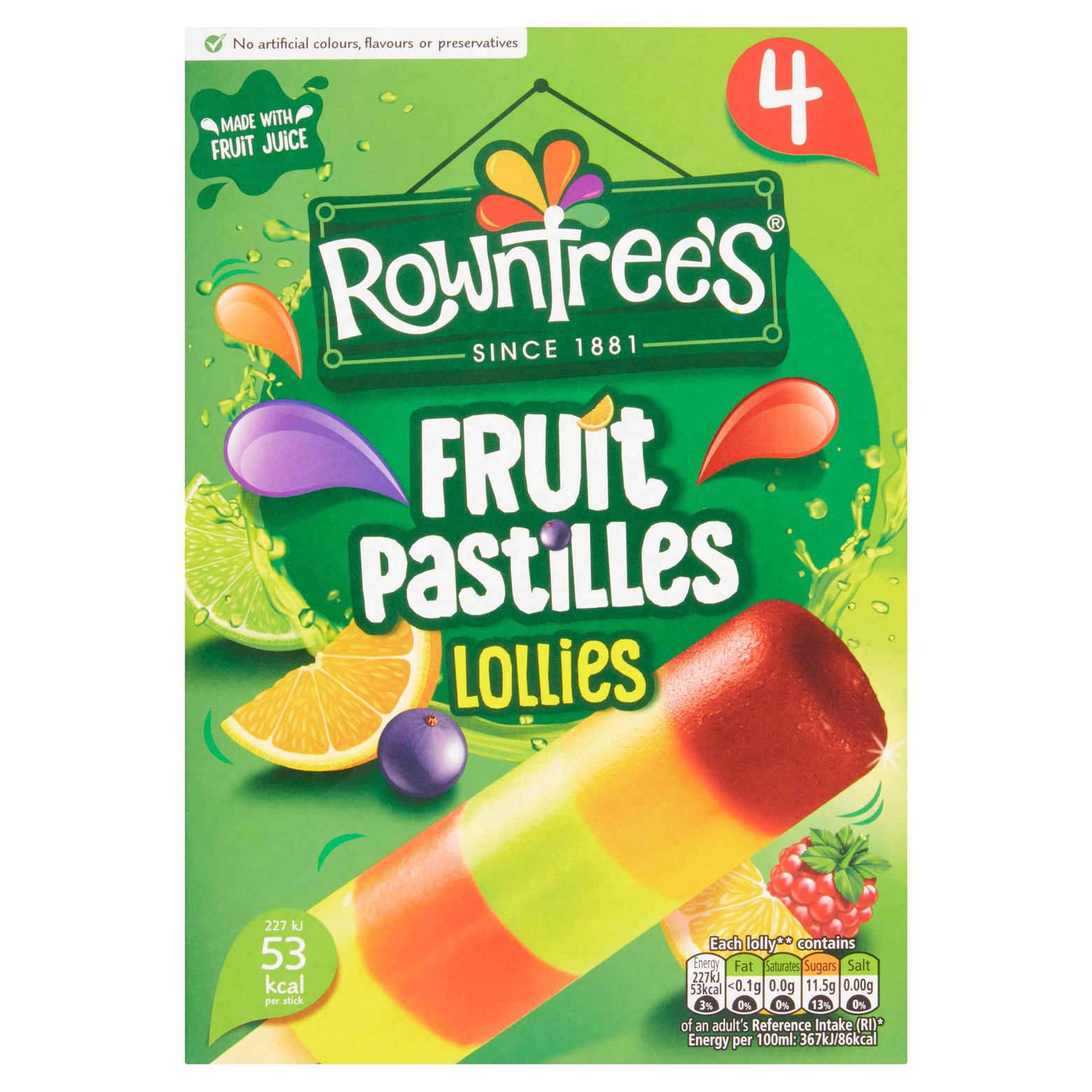 Rowntree's Fruit Pastilles Lollies 4 x 65ml offers at £2.5 in Iceland
