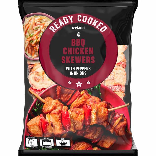 Iceland 4 BBQ Chicken Skewers with Peppers & Onions 340g offers at £4 in Iceland
