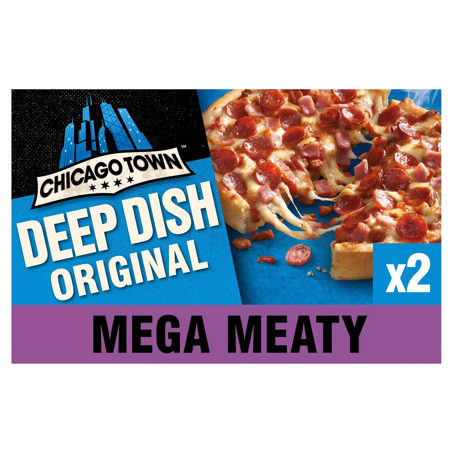 Chicago Town 2 Deep Dish Mega Meaty Mini Pizzas 2 x 157g offers at £1.75 in Iceland