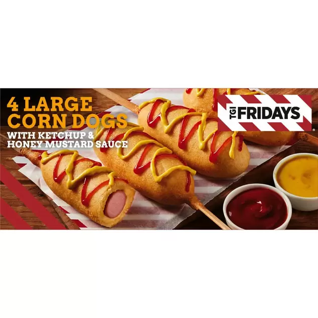 TGI Fridays 4 Corn Dogs with Ketchup & Honey Mustard Sauce 400g offers at £6 in Iceland