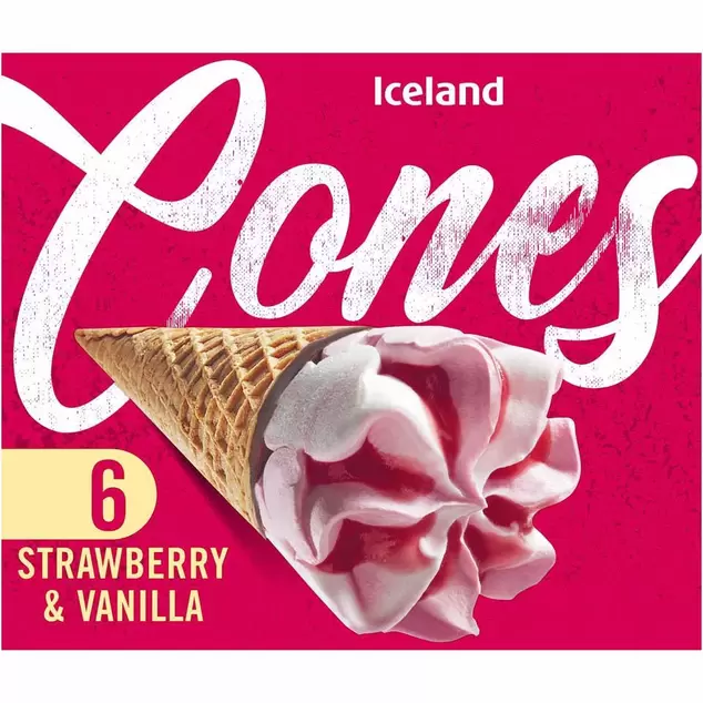 Iceland 6 Strawberry and Vanilla Cones 372g offers at £1.29 in Iceland