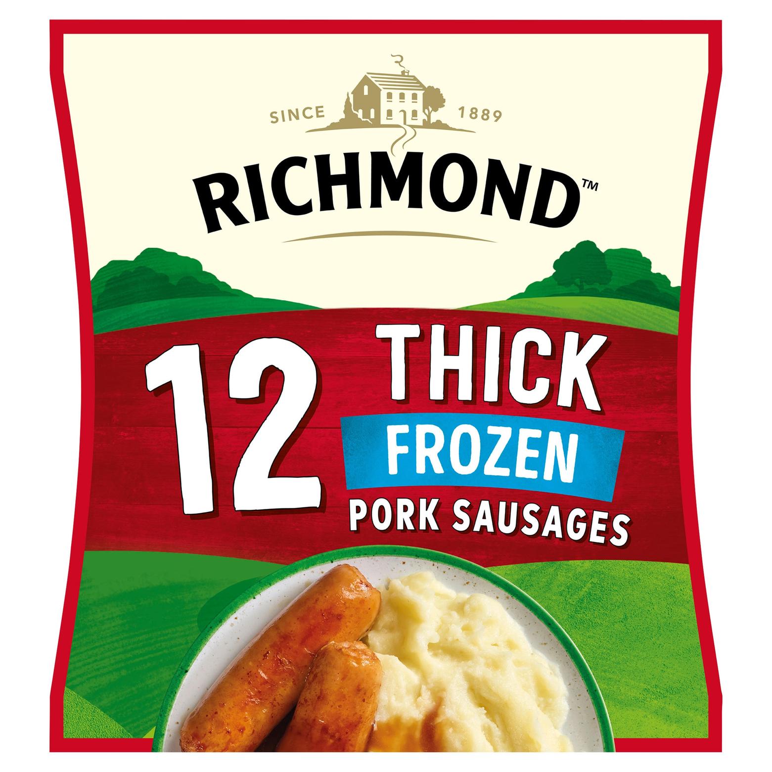 Richmond 12 Frozen Thick Pork Sausages 516g offers at £2 in Iceland