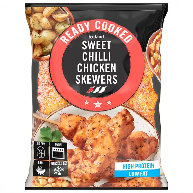 Iceland Ready Cooked Sweet Chilli Chicken Skewers 340g offers at £4 in Iceland