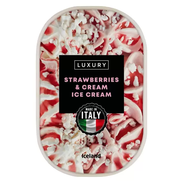 Iceland Luxury Strawberries and Cream Ice Cream 900ml offers at £2.5 in Iceland