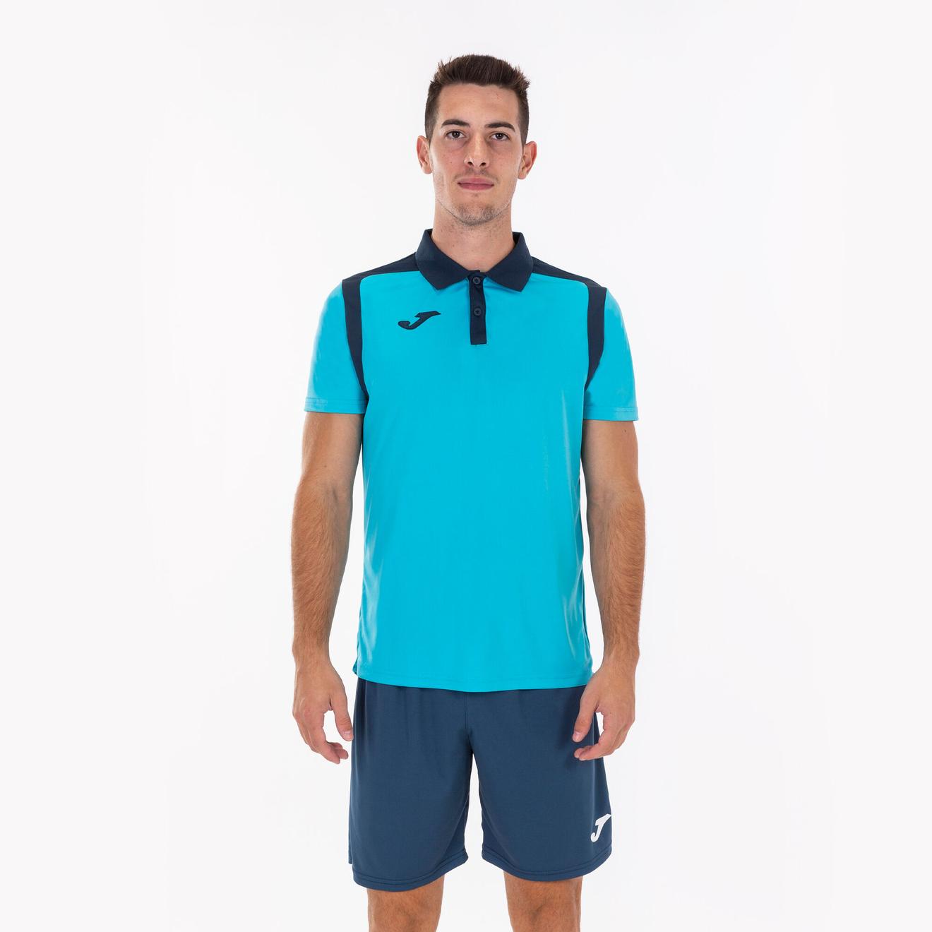 Polo shirt short-sleeve man Championship V fluorescent turquoise navy blue offers at £11.51 in Joma