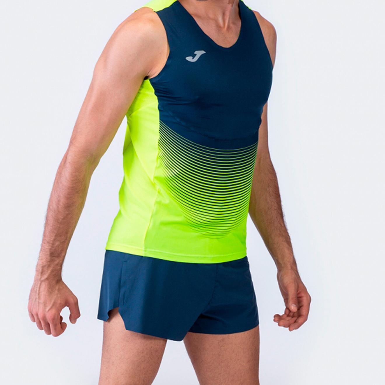 Sleeveless t-shirt man Elite VI yellow navy blue offers at £13.5 in Joma