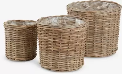 Planter basket SANSEBIE D40/33/25 kubu natural 3pcs/set offers at £45 in JYSK