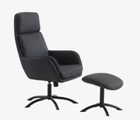 Armchair w/footstool TANKEFULD dark grey offers at £100 in JYSK